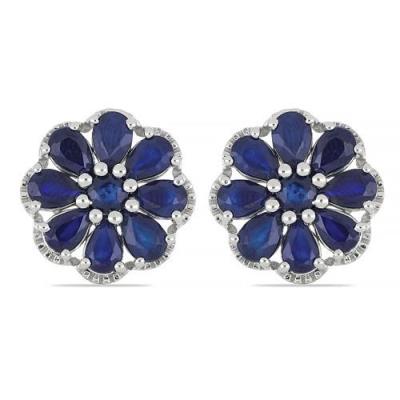 BUY 925 STERLING SILVER BLUE SAPPHIRE FLORAL EARRINGS – B2B WHOLESALE SUPPLIER USA | JEWELPIN